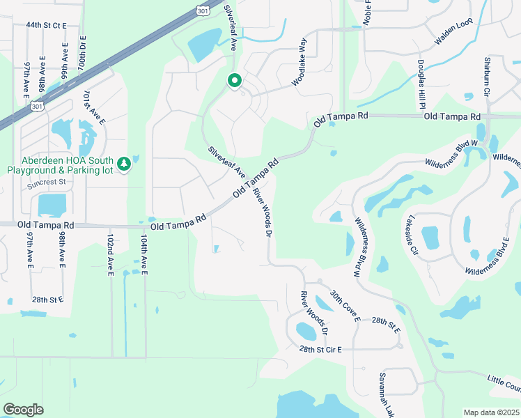 map of restaurants, bars, coffee shops, grocery stores, and more near 3202 River Woods Drive in Parrish
