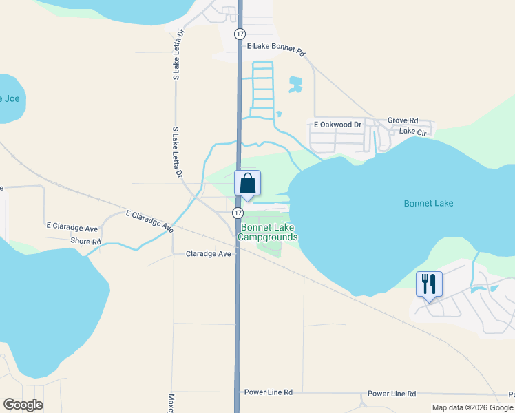 map of restaurants, bars, coffee shops, grocery stores, and more near 15-19 1st Street in Avon Park