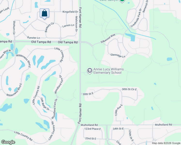 map of restaurants, bars, coffee shops, grocery stores, and more near 3404 Fort Hamer Road in Parrish