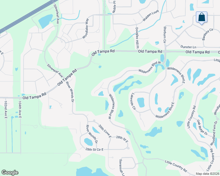 map of restaurants, bars, coffee shops, grocery stores, and more near 3306 Wilderness Boulevard West in Parrish