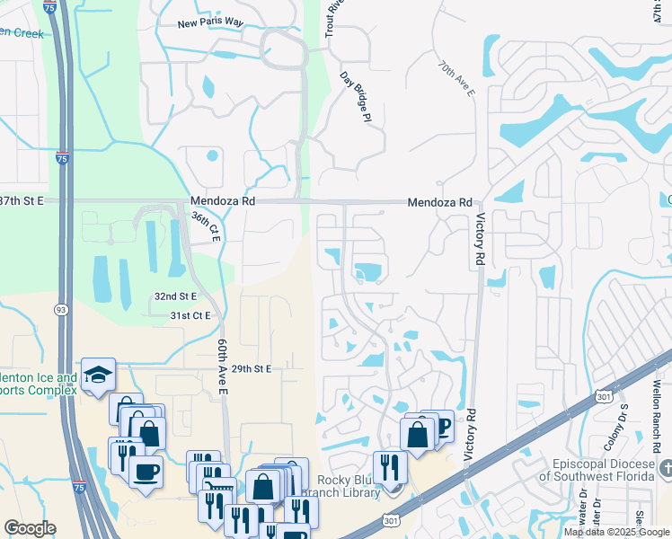 map of restaurants, bars, coffee shops, grocery stores, and more near 3001 Kiwi Place in Ellenton