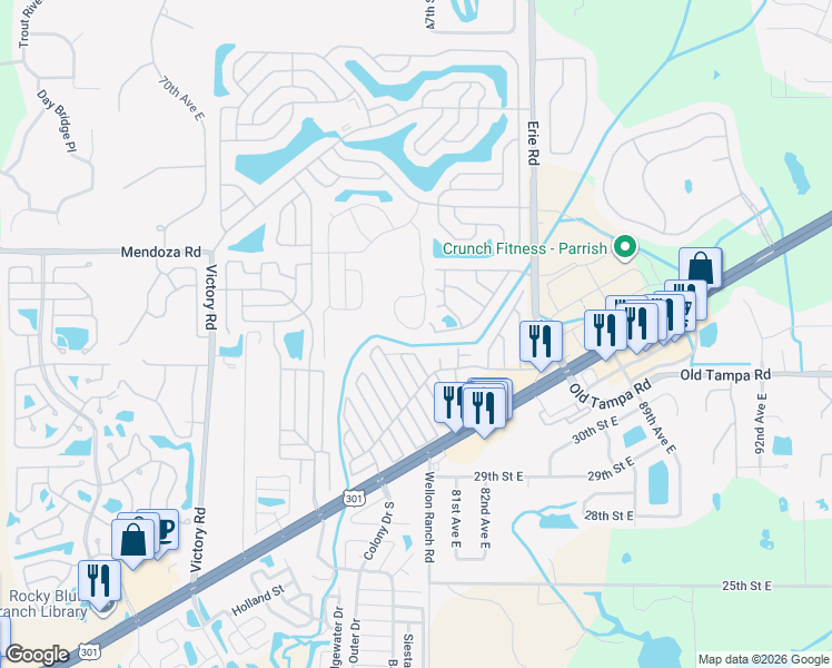 map of restaurants, bars, coffee shops, grocery stores, and more near 8006 Nancy Lane in Ellenton