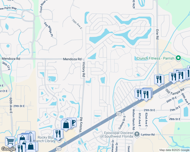 map of restaurants, bars, coffee shops, grocery stores, and more near 475 Sunset Circle South in Ellenton