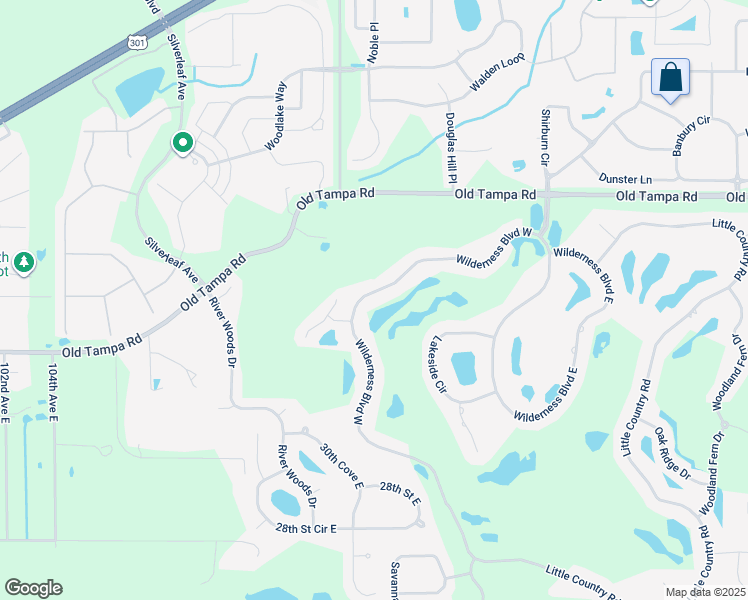 map of restaurants, bars, coffee shops, grocery stores, and more near 3508 Wilderness Boulevard West in Parrish