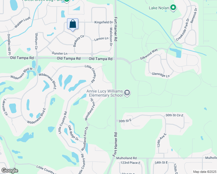 map of restaurants, bars, coffee shops, grocery stores, and more near 12170 Red Leaf Road in Parrish