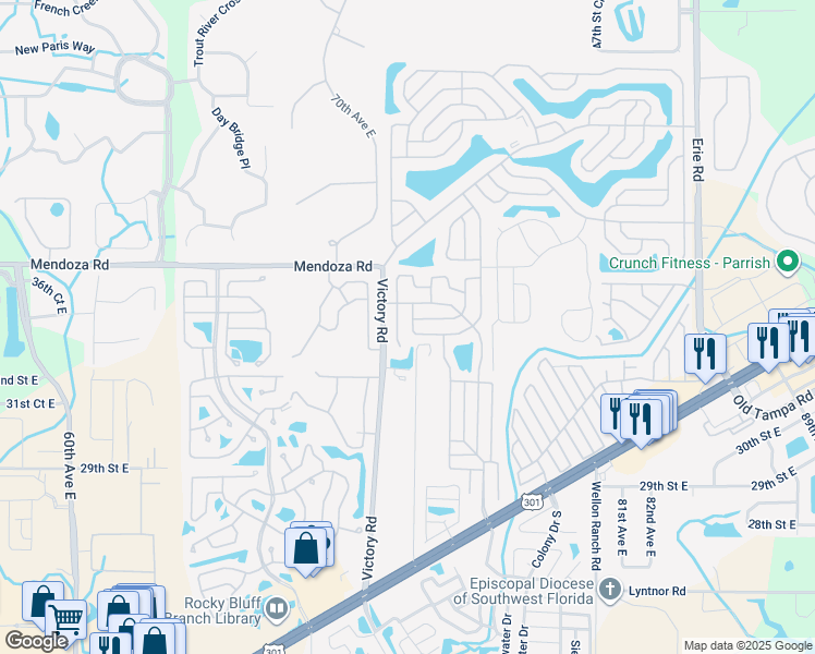 map of restaurants, bars, coffee shops, grocery stores, and more near 475 Sunset Circle South in Ellenton
