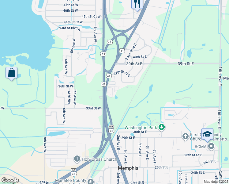 map of restaurants, bars, coffee shops, grocery stores, and more near 3522 U.S. 41 in Palmetto