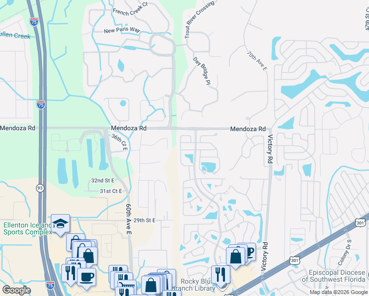 map of restaurants, bars, coffee shops, grocery stores, and more near 3560-3572 Lauren Court in Ellenton
