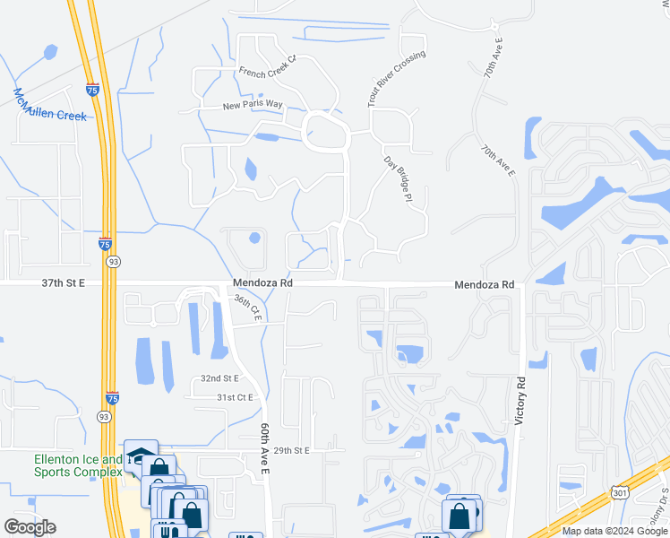 map of restaurants, bars, coffee shops, grocery stores, and more near 6234 Rock Creek Circle in Ellenton