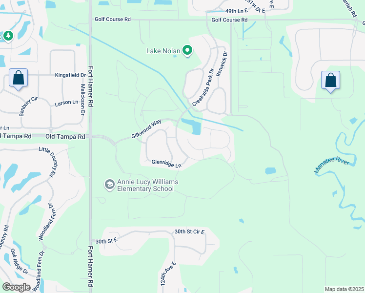 map of restaurants, bars, coffee shops, grocery stores, and more near 3838 Creekside Park Drive in Parrish