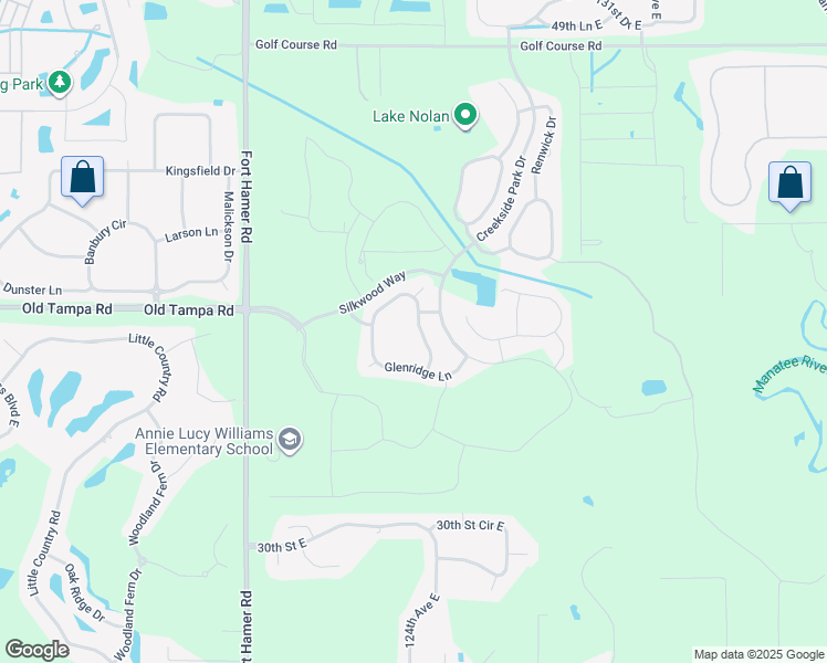 map of restaurants, bars, coffee shops, grocery stores, and more near 3830 Manorwood Loop in Parrish