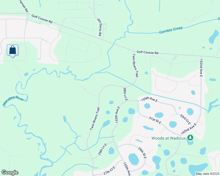 map of restaurants, bars, coffee shops, grocery stores, and more near 3806 Twin Rivers Trail in Parrish
