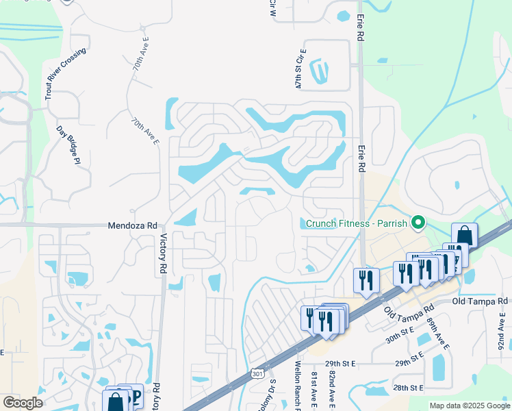 map of restaurants, bars, coffee shops, grocery stores, and more near 7714-7600 Marie Lane in Ellenton