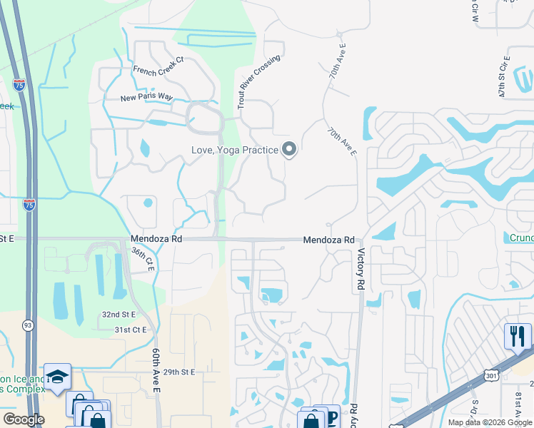 map of restaurants, bars, coffee shops, grocery stores, and more near 3809 Day Bridge Place in Ellenton