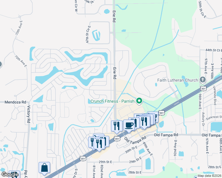 map of restaurants, bars, coffee shops, grocery stores, and more near 3804-4024 Buena Vista Drive South in Ellenton