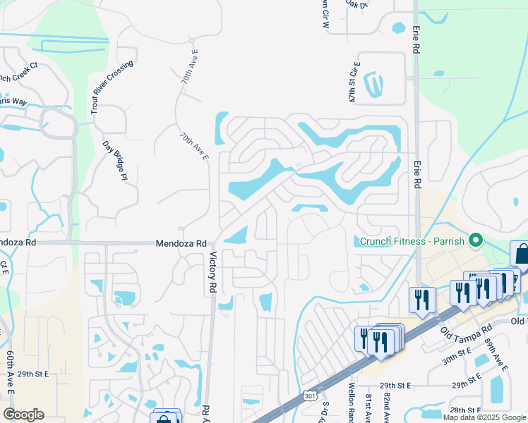 map of restaurants, bars, coffee shops, grocery stores, and more near 3999 Midway Drive in Ellenton