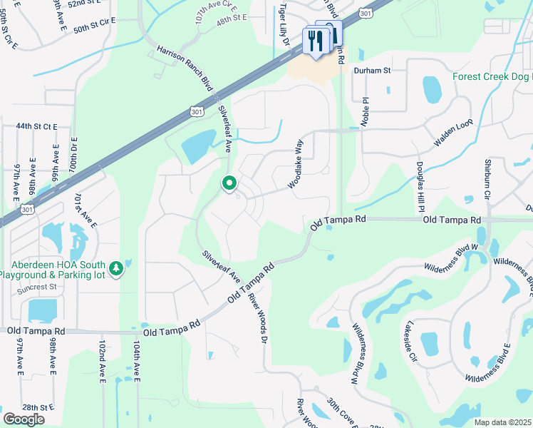 map of restaurants, bars, coffee shops, grocery stores, and more near 3922 Cottage Hill Avenue in Parrish