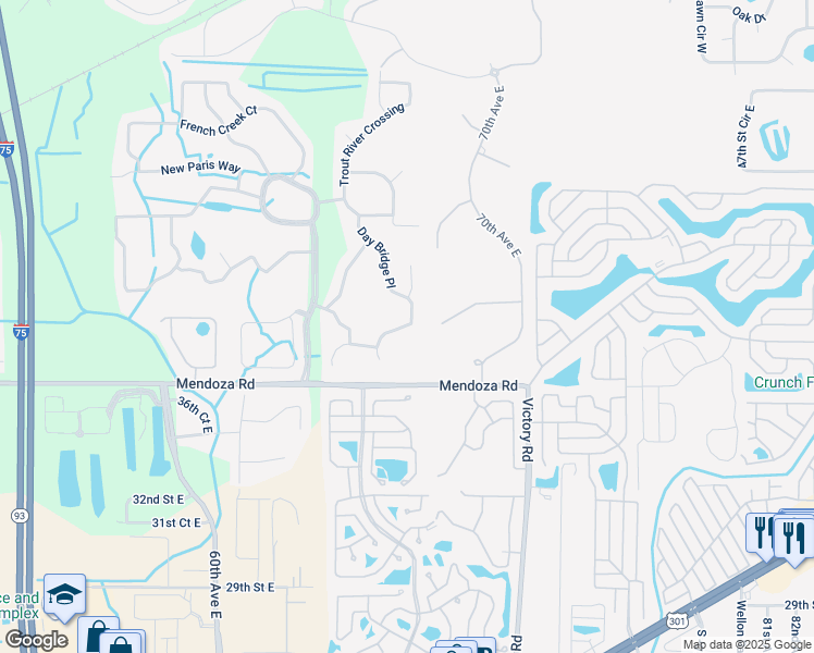 map of restaurants, bars, coffee shops, grocery stores, and more near 3958 Day Bridge Place in Ellenton