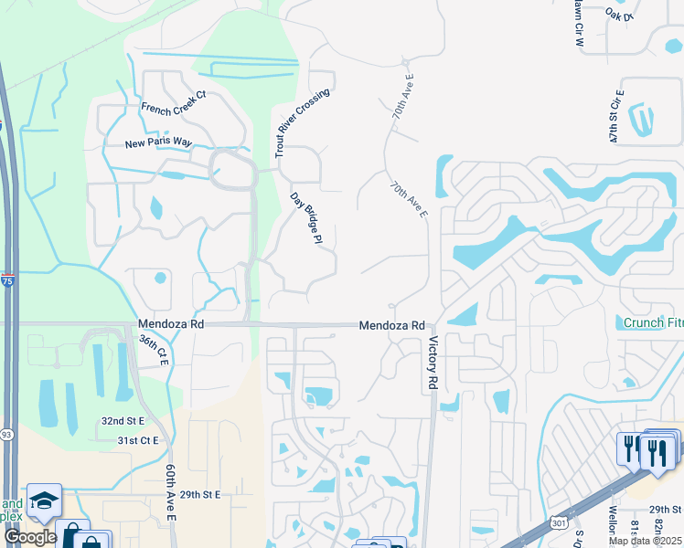 map of restaurants, bars, coffee shops, grocery stores, and more near 3958 Day Bridge Place in Ellenton