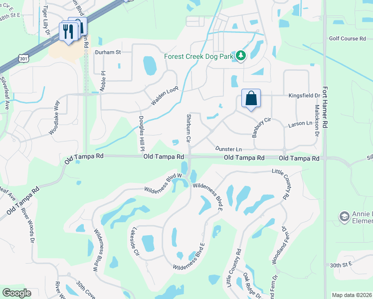 map of restaurants, bars, coffee shops, grocery stores, and more near 4003 Kingsfield Drive in Parrish