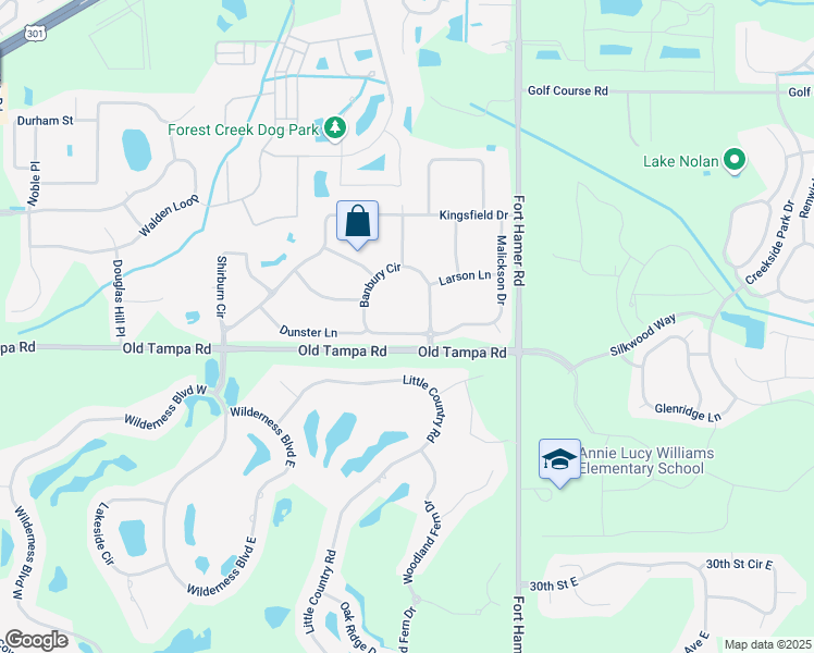 map of restaurants, bars, coffee shops, grocery stores, and more near 4033 Banbury Circle in Parrish