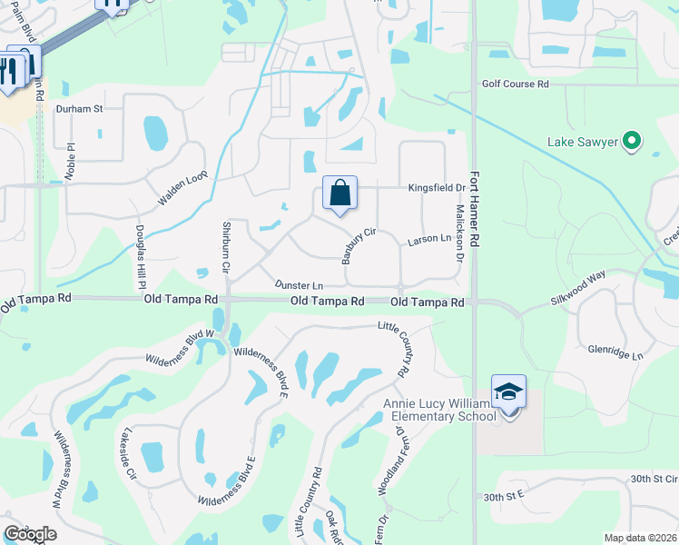 map of restaurants, bars, coffee shops, grocery stores, and more near 11871 Dunster Lane in Parrish