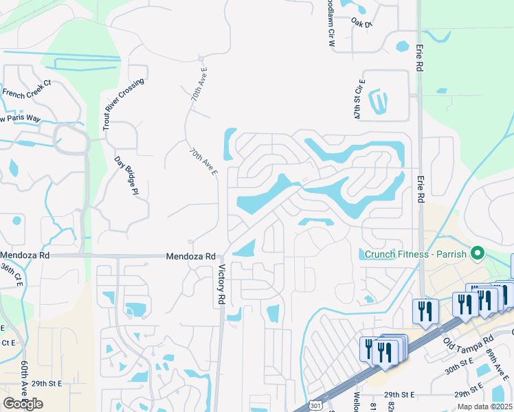 map of restaurants, bars, coffee shops, grocery stores, and more near 4007 Laurel Way in Ellenton