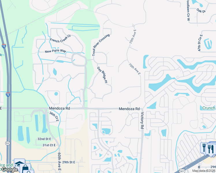 map of restaurants, bars, coffee shops, grocery stores, and more near 4122 Rocky Fork Terrace in Ellenton