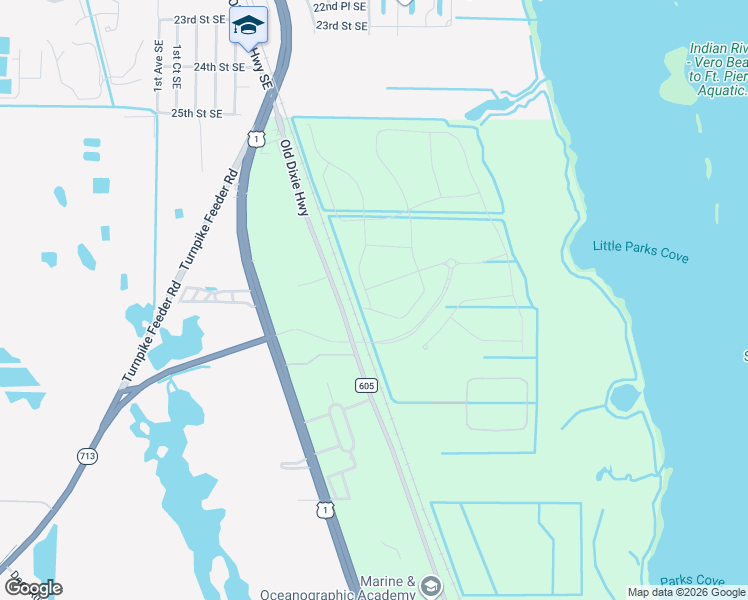map of restaurants, bars, coffee shops, grocery stores, and more near 6582 Old Dixie Highway in Fort Pierce