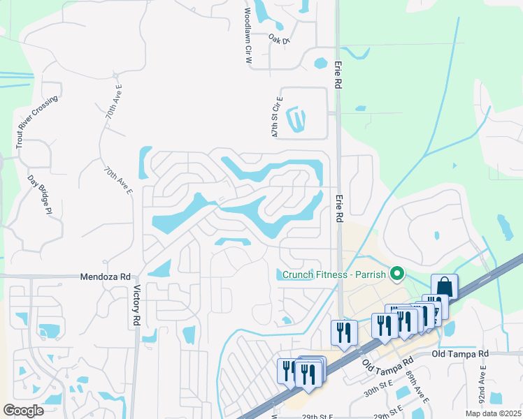 map of restaurants, bars, coffee shops, grocery stores, and more near 8115 Buena Vista Way South in Ellenton
