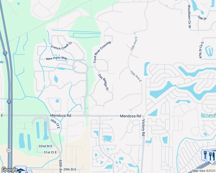 map of restaurants, bars, coffee shops, grocery stores, and more near 4146 Day Bridge Place in Ellenton
