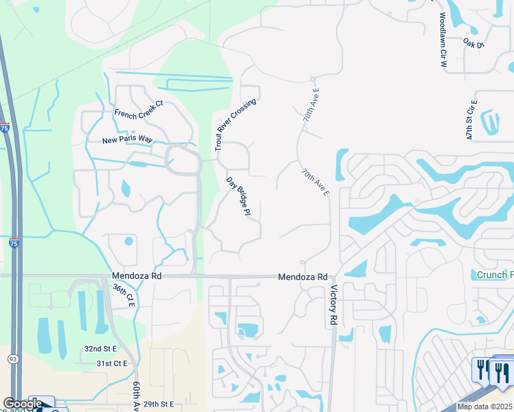 map of restaurants, bars, coffee shops, grocery stores, and more near 4122 Rocky Fork Terrace in Ellenton