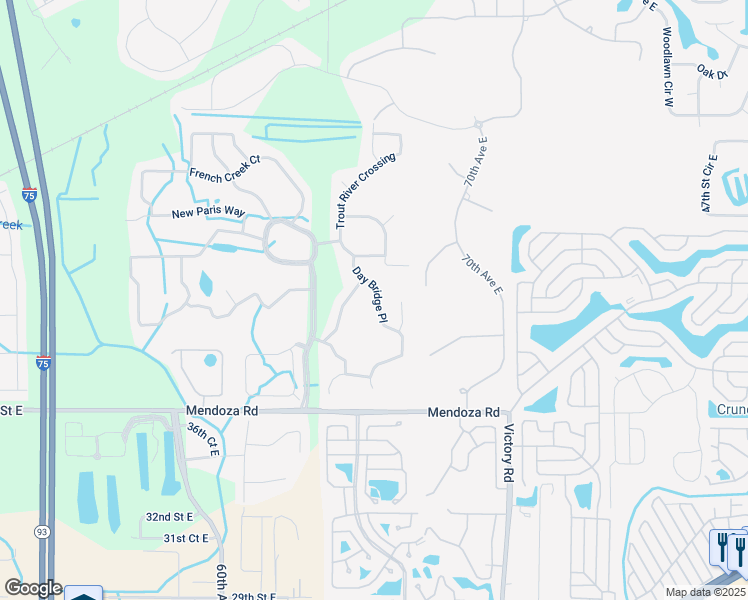 map of restaurants, bars, coffee shops, grocery stores, and more near 4163 Day Bridge Place in Ellenton
