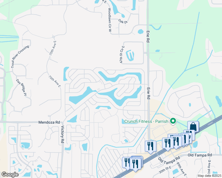 map of restaurants, bars, coffee shops, grocery stores, and more near 8115 Buena Vista Way South in Ellenton
