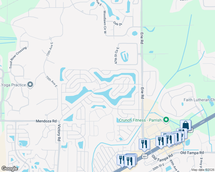 map of restaurants, bars, coffee shops, grocery stores, and more near 7900 Lakeshore Drive in Ellenton