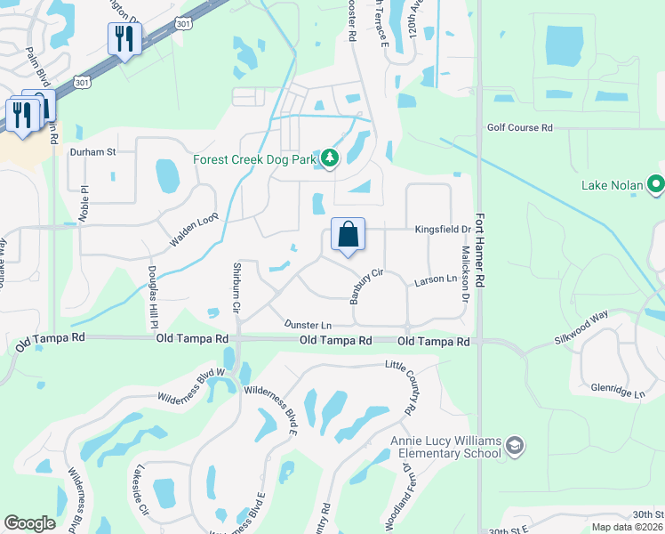 map of restaurants, bars, coffee shops, grocery stores, and more near 11813 Colyar Lane in Parrish