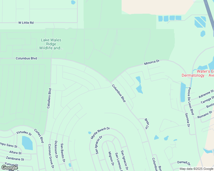 map of restaurants, bars, coffee shops, grocery stores, and more near 5933 Columbus Boulevard in Sebring