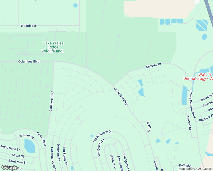 map of restaurants, bars, coffee shops, grocery stores, and more near 5933 Columbus Boulevard in Sebring