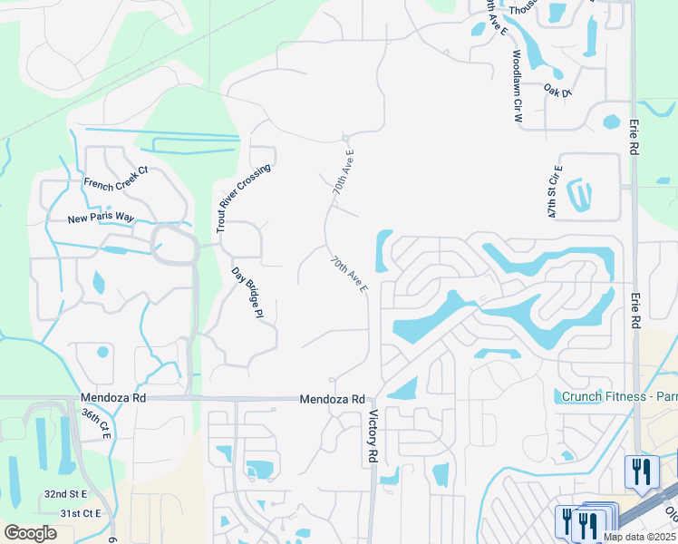map of restaurants, bars, coffee shops, grocery stores, and more near 4307 70th Avenue East in Ellenton