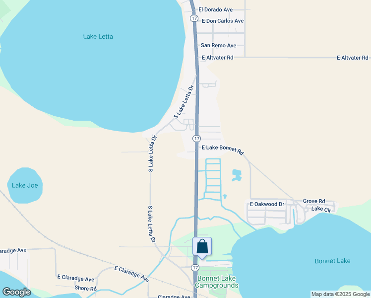 map of restaurants, bars, coffee shops, grocery stores, and more near 2544 Highway 17 in Avon Park