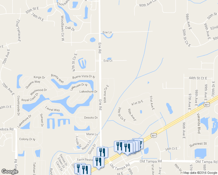 map of restaurants, bars, coffee shops, grocery stores, and more near 4324 85th Avenue Circle East in Parrish