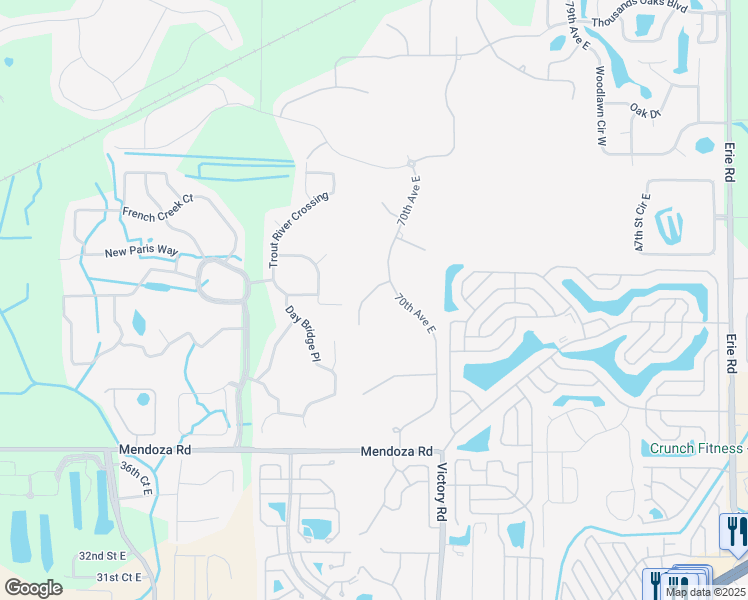 map of restaurants, bars, coffee shops, grocery stores, and more near 6927 44th Court East in Ellenton