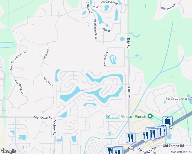 map of restaurants, bars, coffee shops, grocery stores, and more near 7908 Buena Vista Drive North in Ellenton