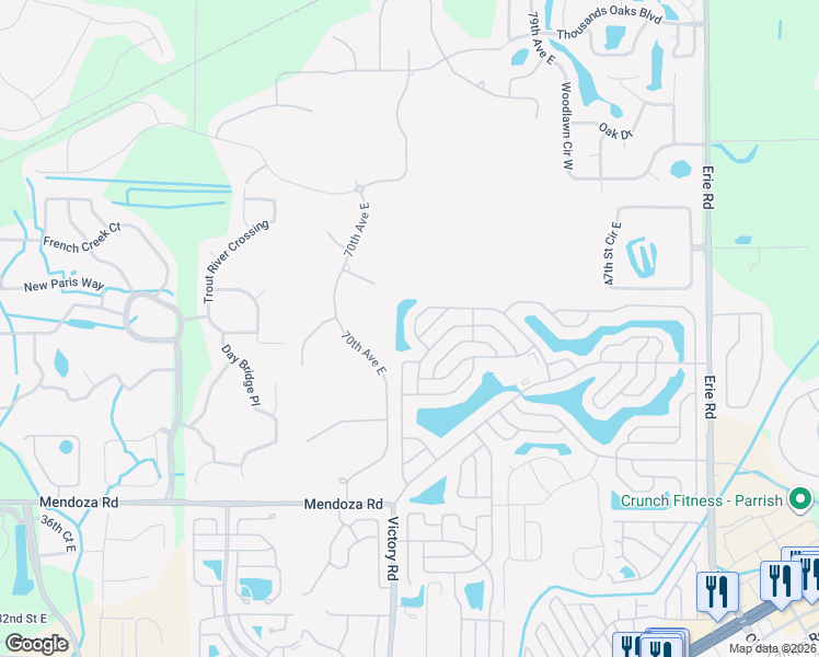 map of restaurants, bars, coffee shops, grocery stores, and more near 7201-7203 Kings Drive in Ellenton