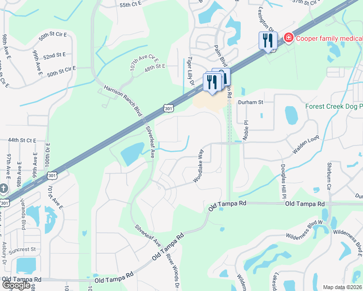 map of restaurants, bars, coffee shops, grocery stores, and more near 10965 Sand Pine Lane in Parrish