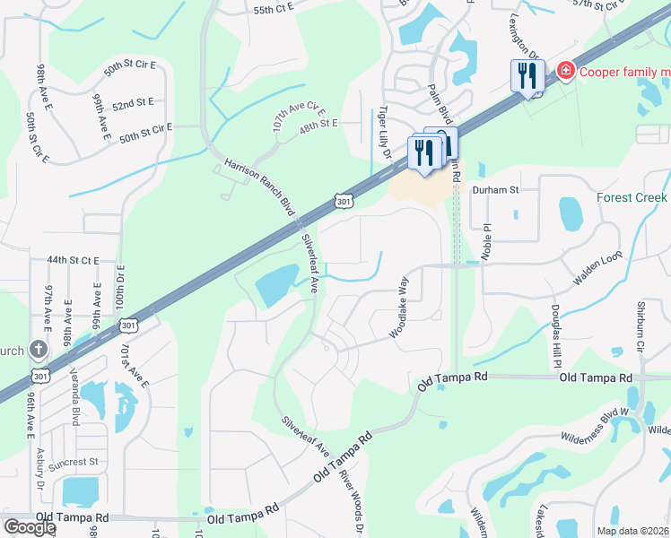map of restaurants, bars, coffee shops, grocery stores, and more near 10921 Sand Pine Lane in Parrish