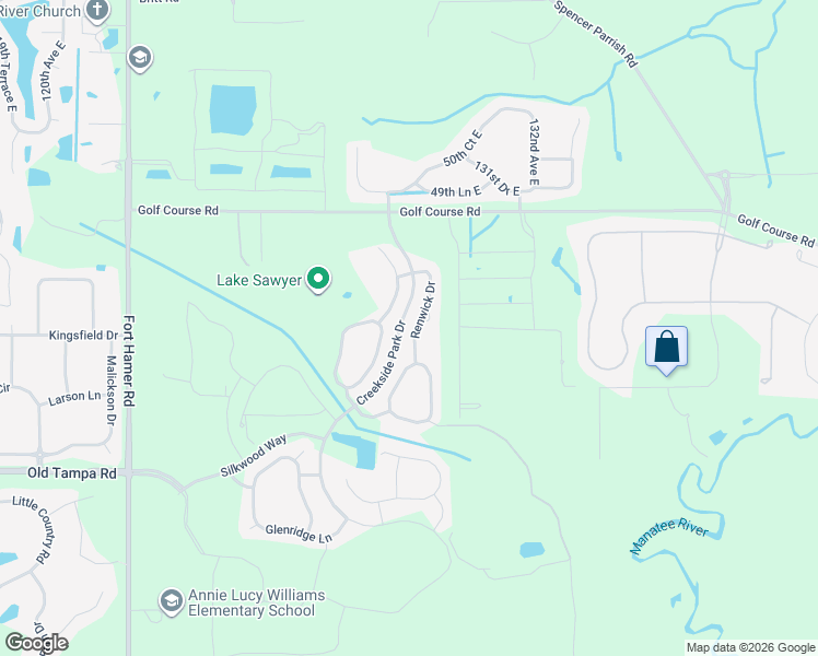 map of restaurants, bars, coffee shops, grocery stores, and more near 4407 Renwick Drive in Parrish