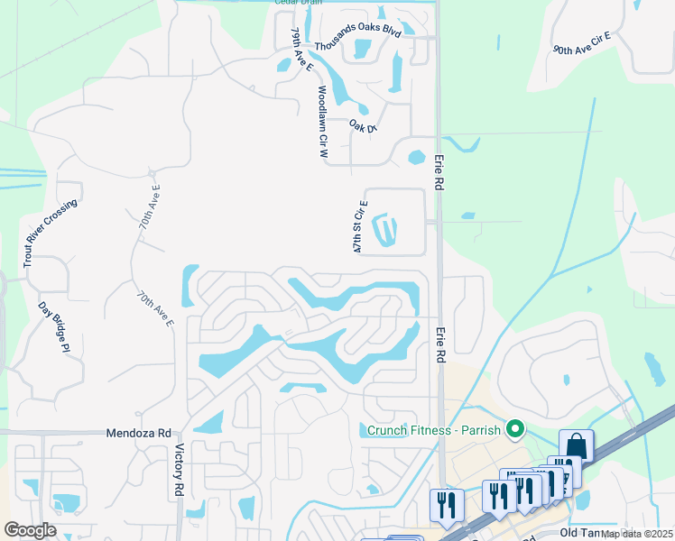 map of restaurants, bars, coffee shops, grocery stores, and more near 7908 Buena Vista Drive North in Ellenton