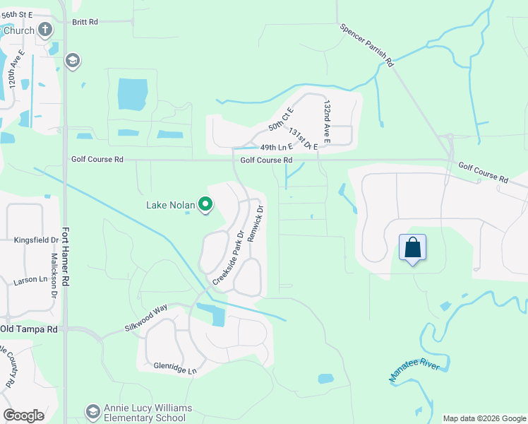 map of restaurants, bars, coffee shops, grocery stores, and more near 4516 Renwick Drive in Parrish