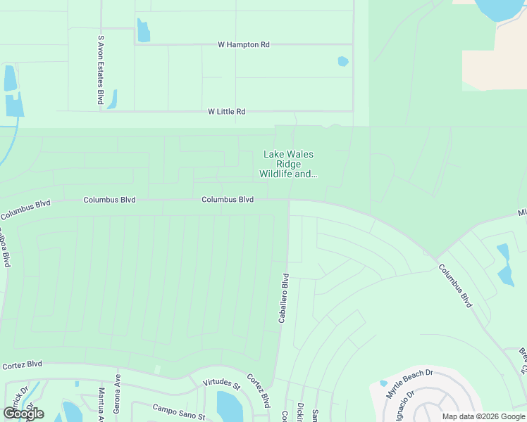 map of restaurants, bars, coffee shops, grocery stores, and more near 6513-6599 Columbus Boulevard in Sebring